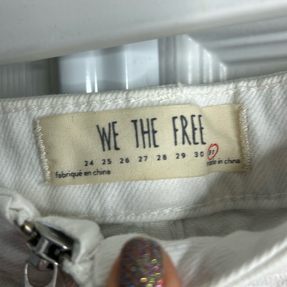 We The Free White Denim Skirt Mini Raw Hem Zipper 31 - Picture 2 of 5